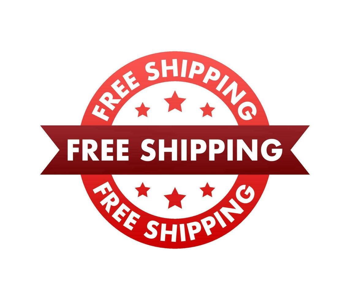 Free shipping. Badge with truck. Vector stock illustrtaion