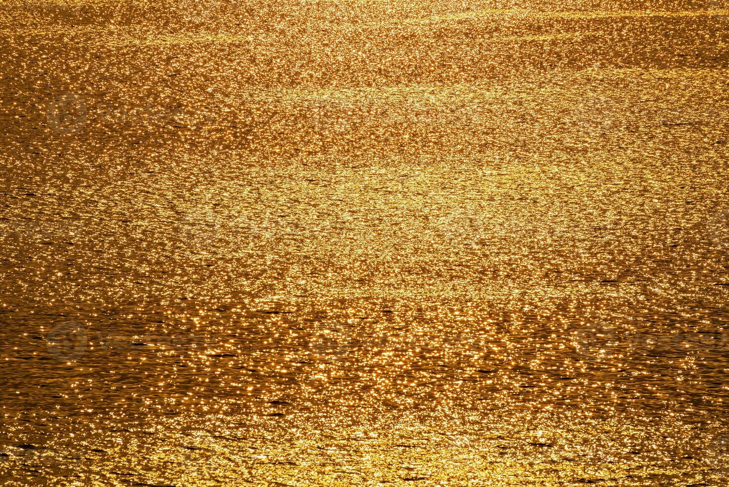 Golden sunlight reflects the ripples on the water photo