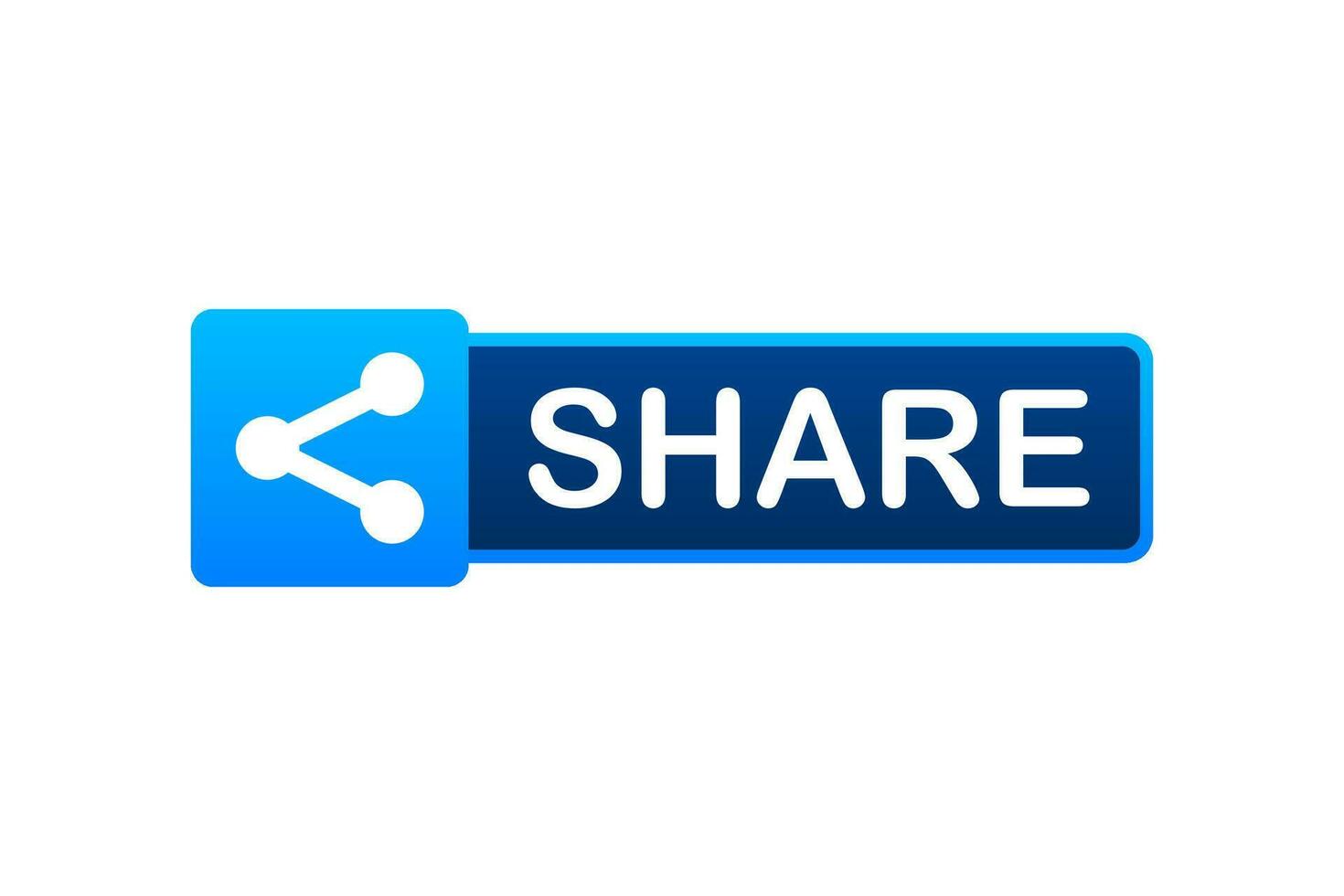 Share button in flat style on blue background. Social media. Vector stock illustration