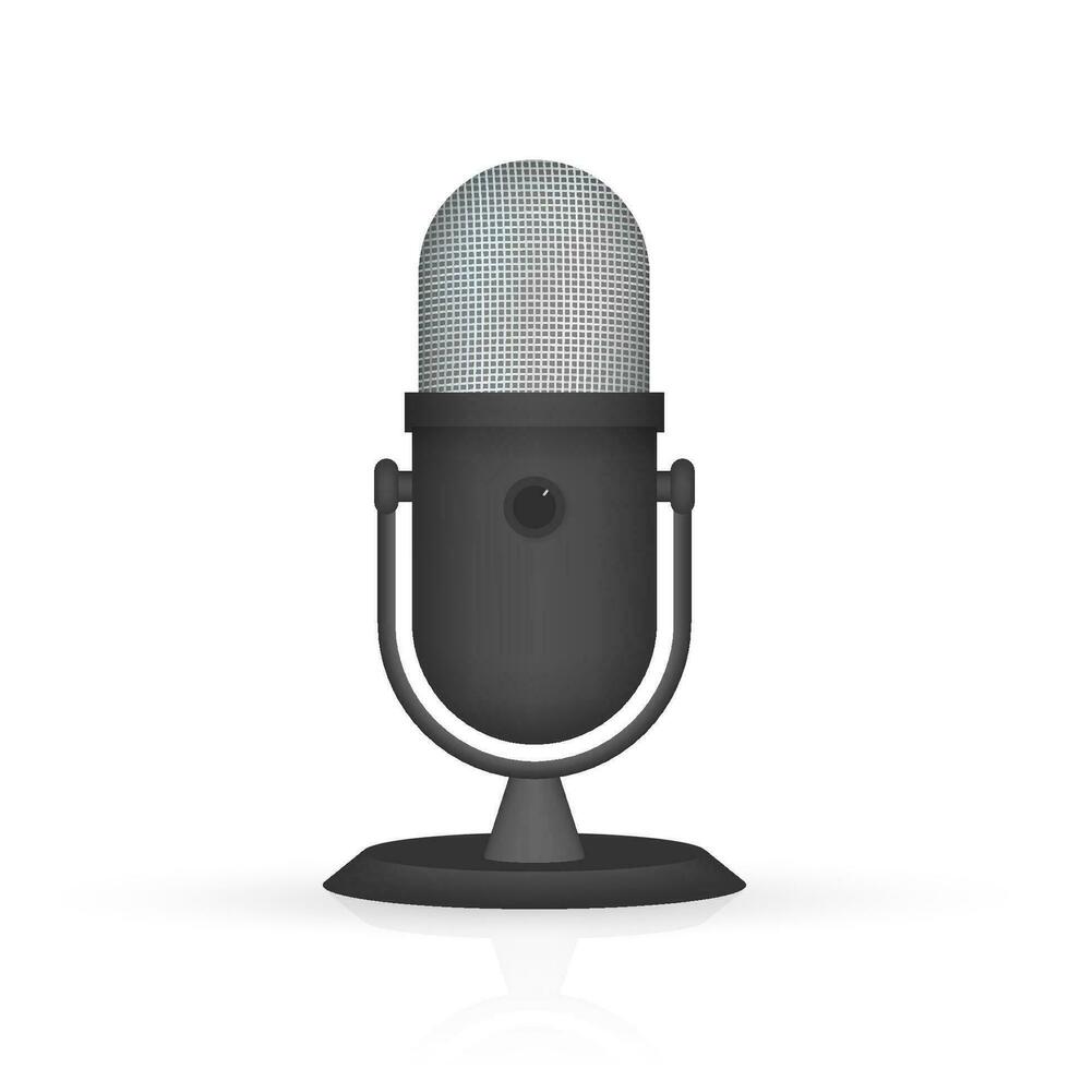 Podcast. Microphone with speech bubble icons. Vector illustration