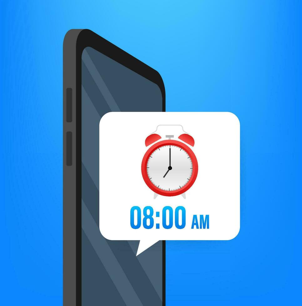 Cartoon mockup with black alarm smartphone. Smartphone mockup. Calendar reminder. Message notification icon vector