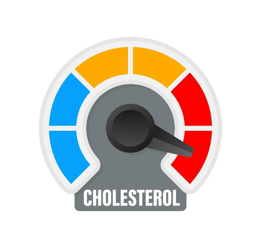 Cartoon icon with cholesterol level. Illustration vector graphic.