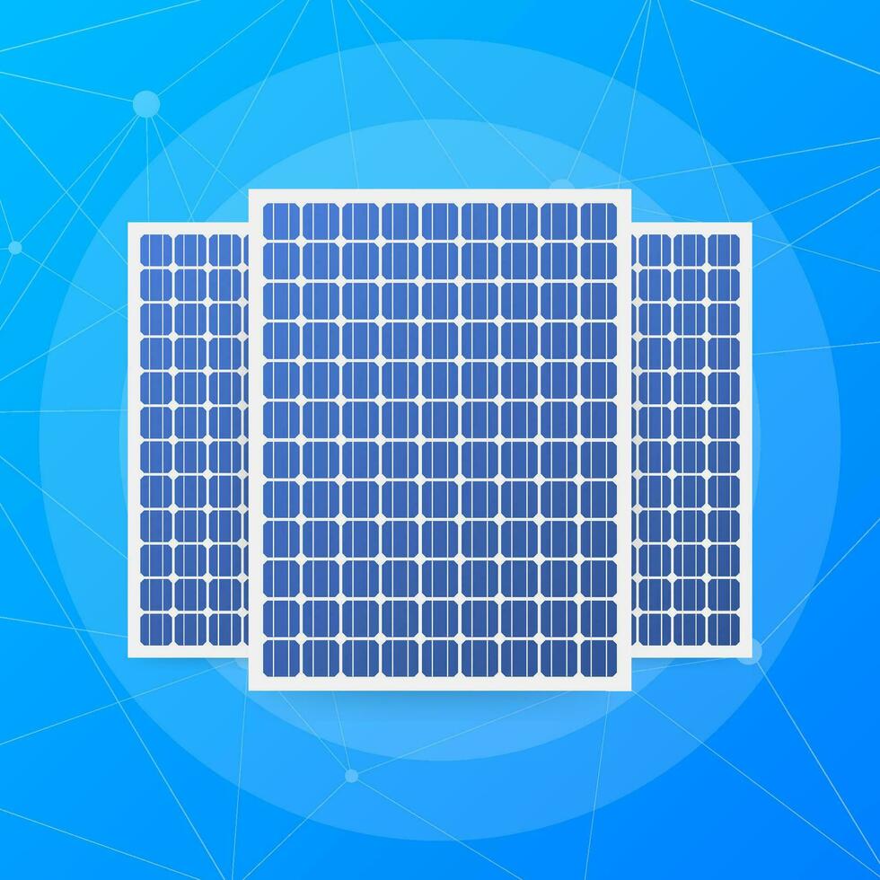 Highly Detailed Solar Panel. Modern Alternative Eco Green Energy. Vector illustration.