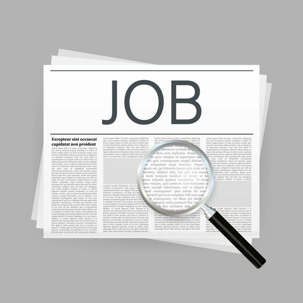 Job search newspaper for paper design. Recruitment interview. Vector stock illustration