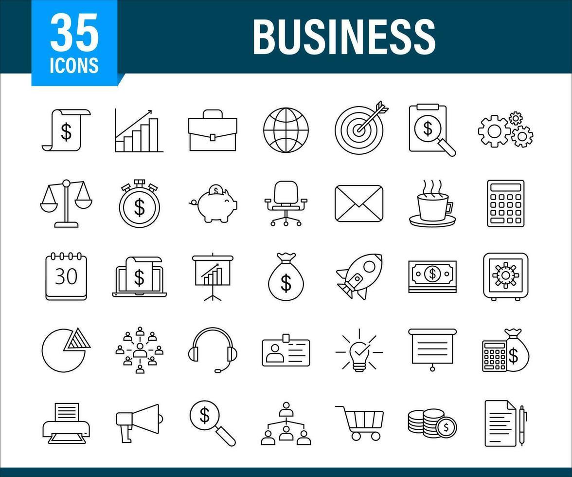 Global network connection. Business line icon set. Marketing network. Money line icon set. Vector stock illustration