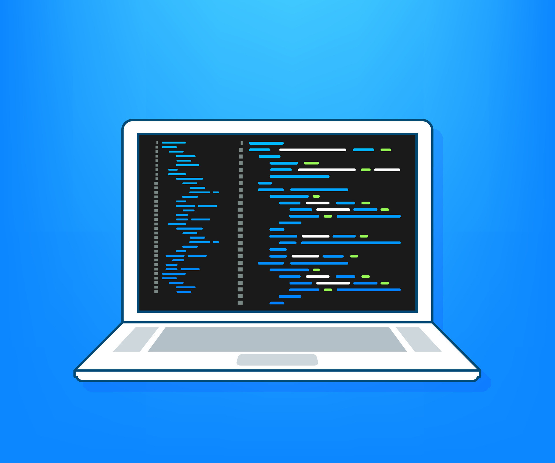 Vector laptop coding concept. Web developer, design, programming