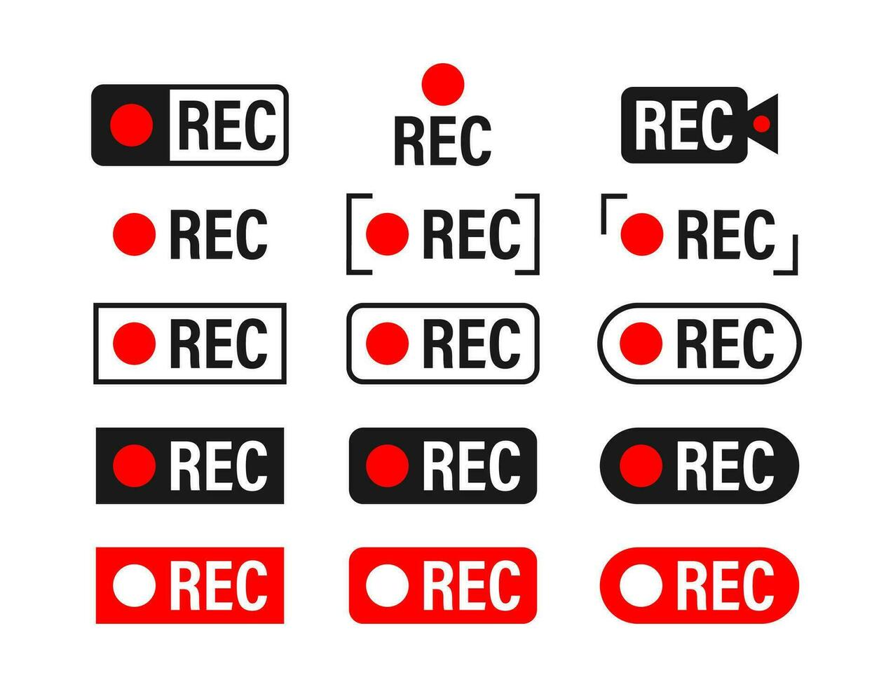 rec. conjunto grabación signo. actualmente grabación. vector valores ilustración