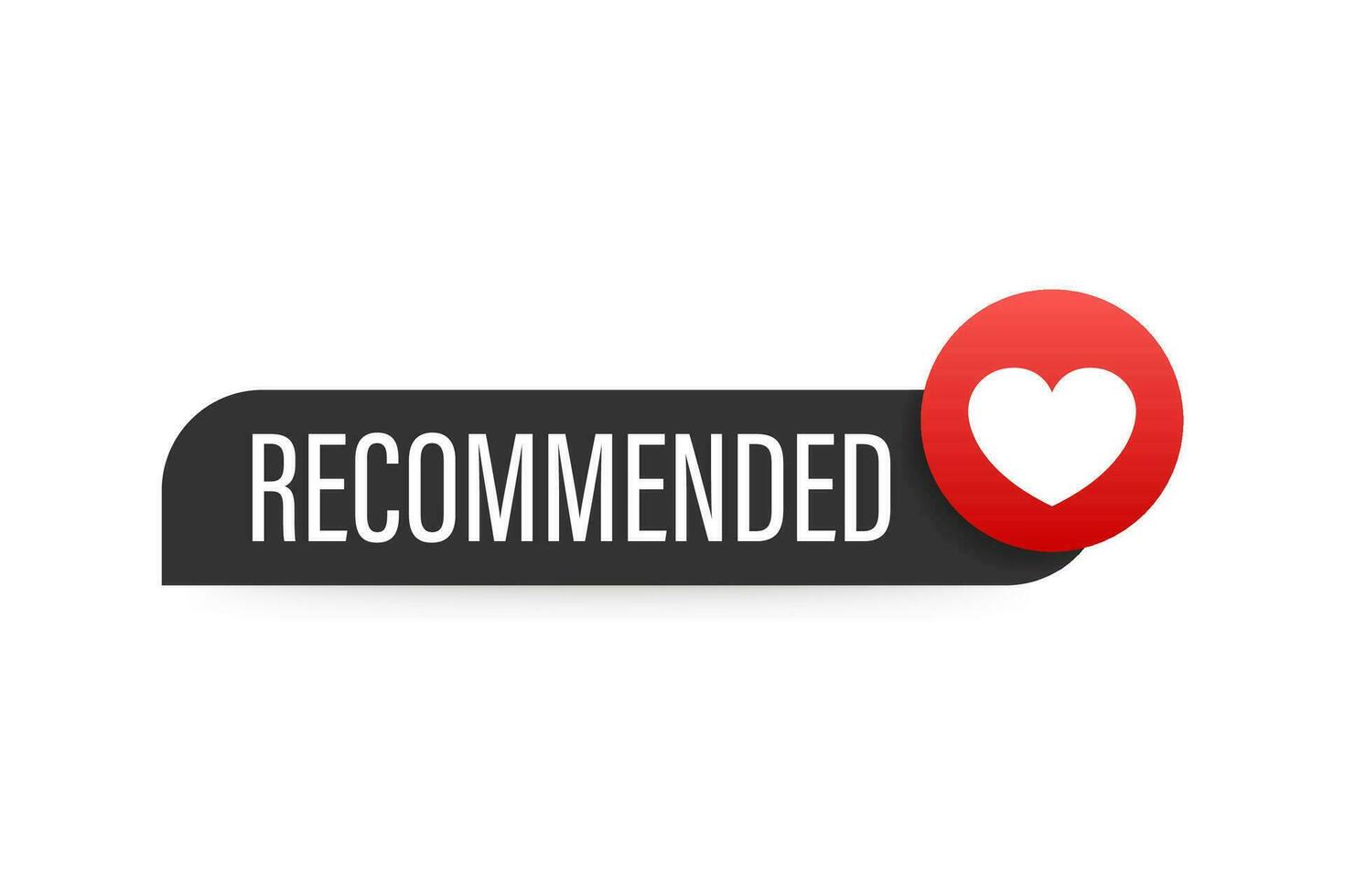 Recommend icon. Red label recommended on red background. Vector stock illustration