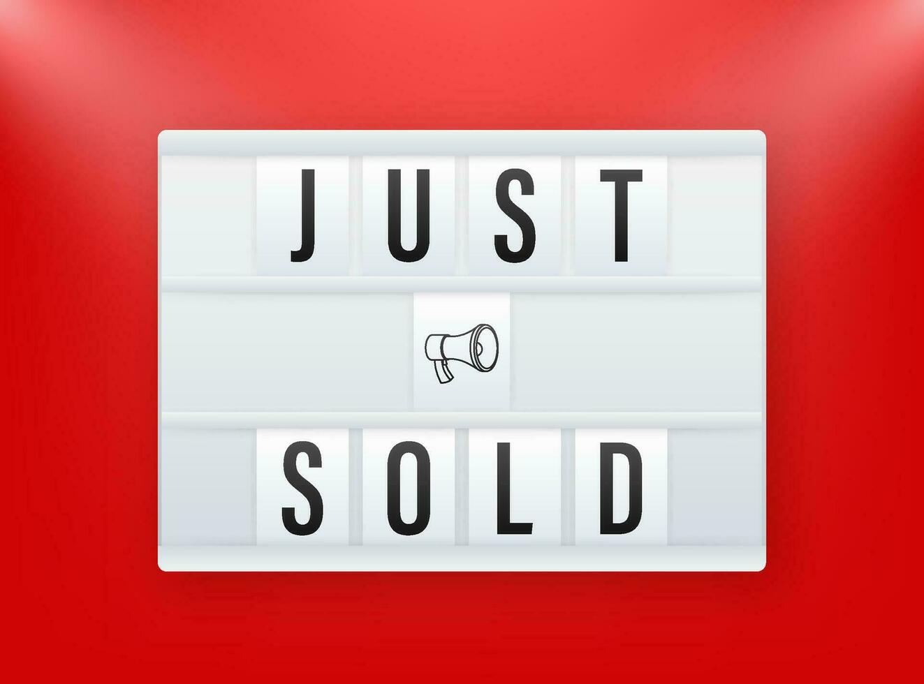 Lightbox Just sold on red background. Vector illustration