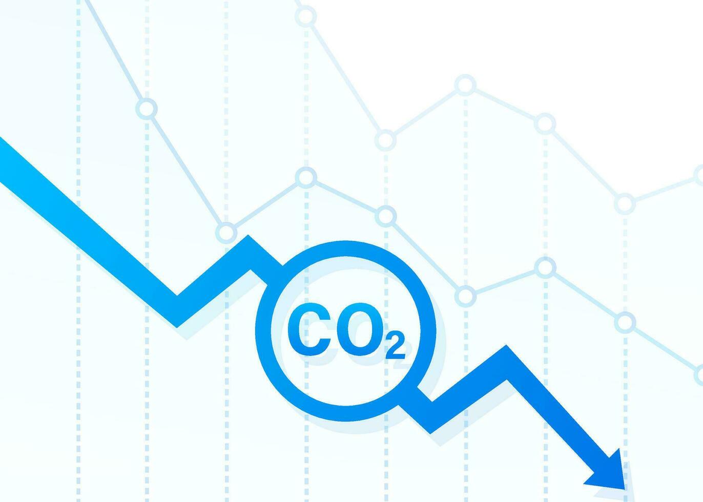 co2 disminución logo en plano estilo aislado en vacío antecedentes. plano icono en blanco fondo. vector logo ilustración