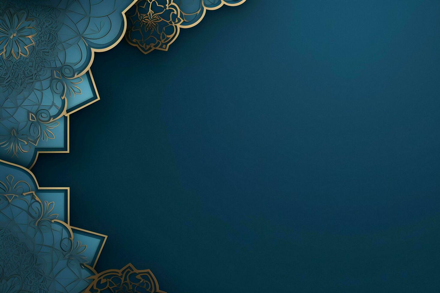 blue flat background with islamic ornament photo
