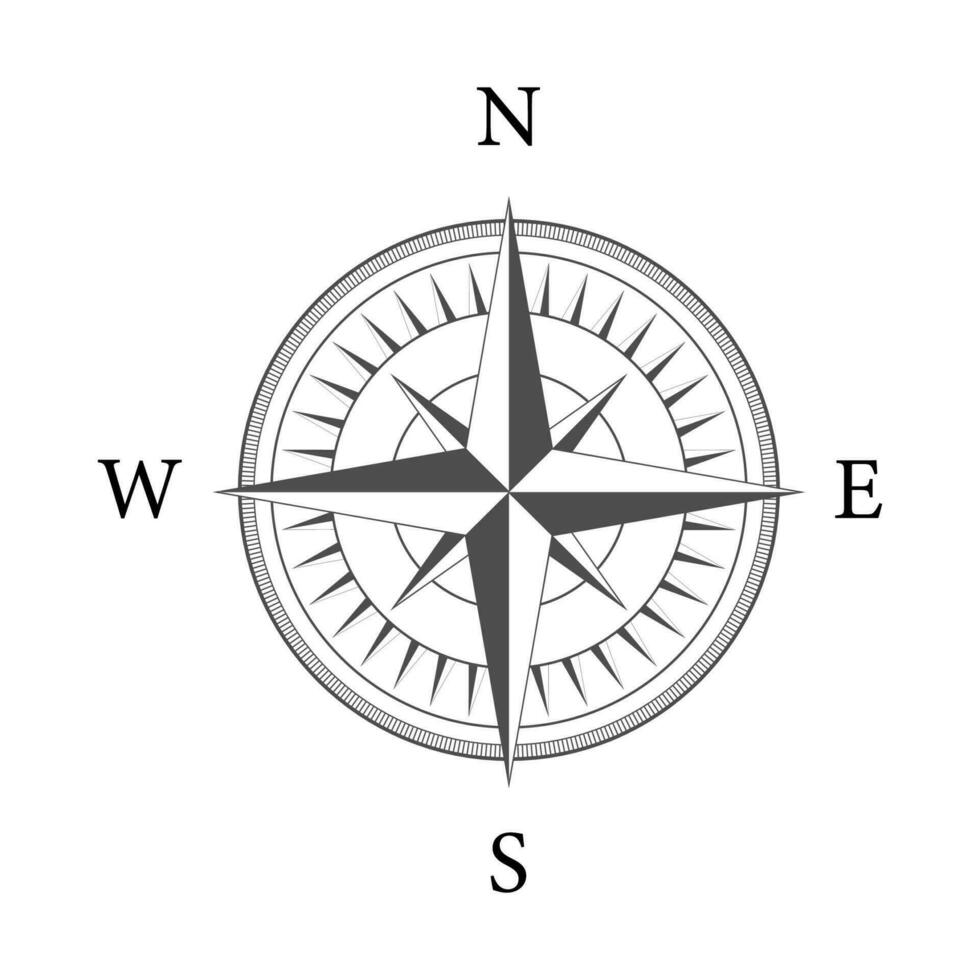 Compass on white background. Flat vector navigation symbol. Vector stock illustration