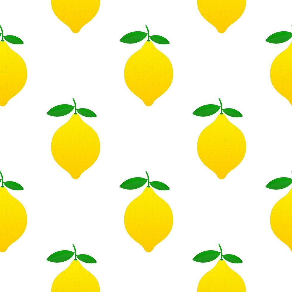 Lemon pattern. Yellow lemon vector illustration isolated on white background