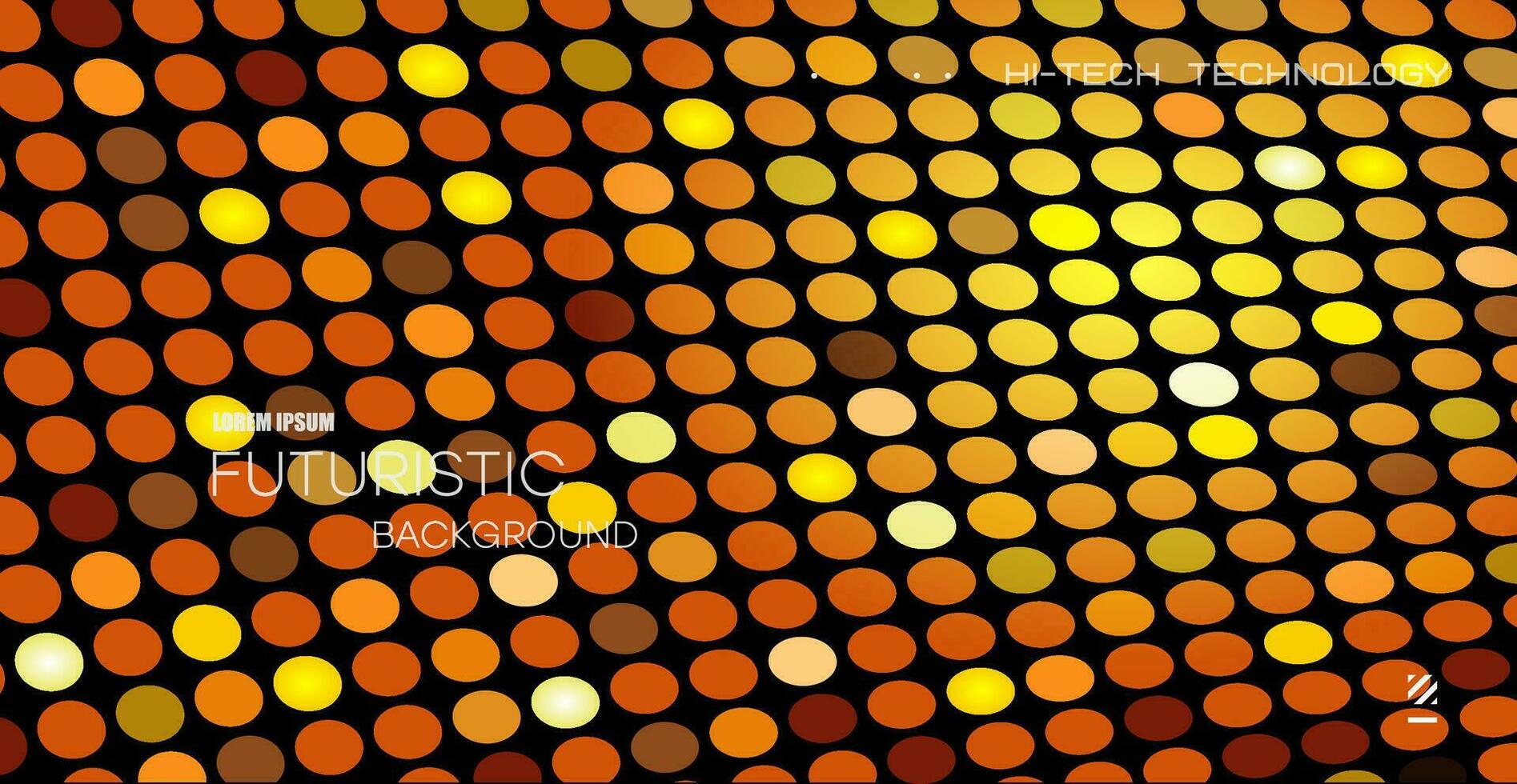 Yellow - brown circle pattern. Tiled diagonal pattern. Falling wall. Distorted perspective. vector