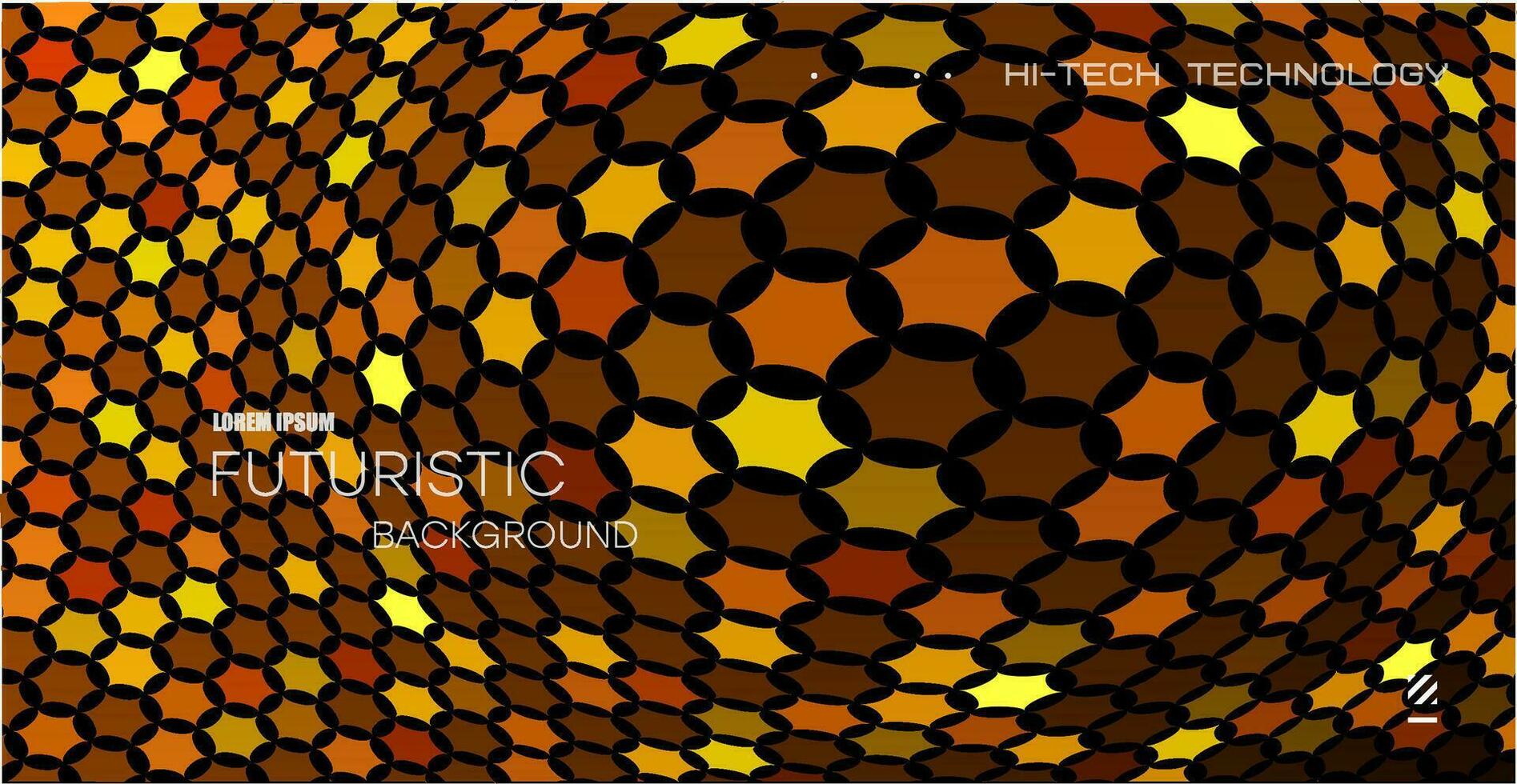 Bright abstract pattern of hexagons. Yellow-brown lighting background with raised perspective distortion. vector