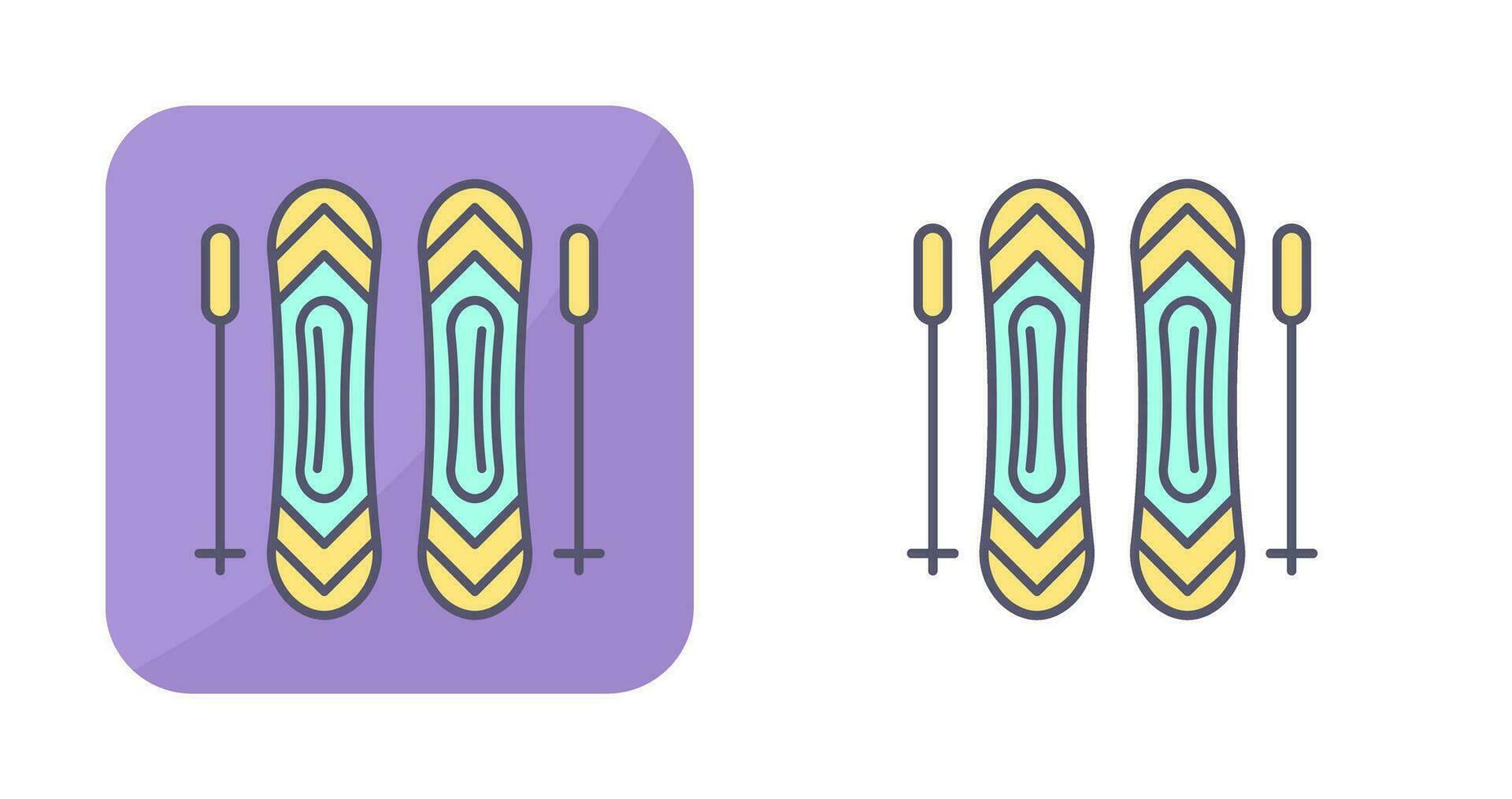 icono de vector de bastones de esquí