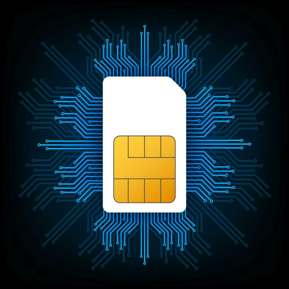 Mobile Cellular Phone Sim Card Chip. Vector stock illustration