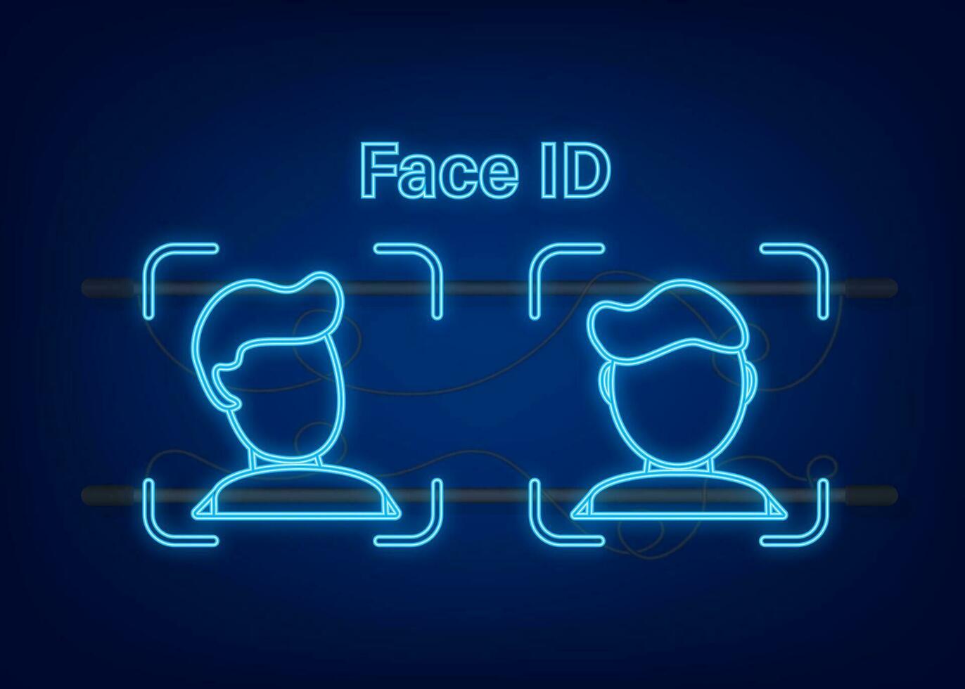 Face recognition concept design. Can use for web banner, infographics, hero images. Line neon style. Vector illustration