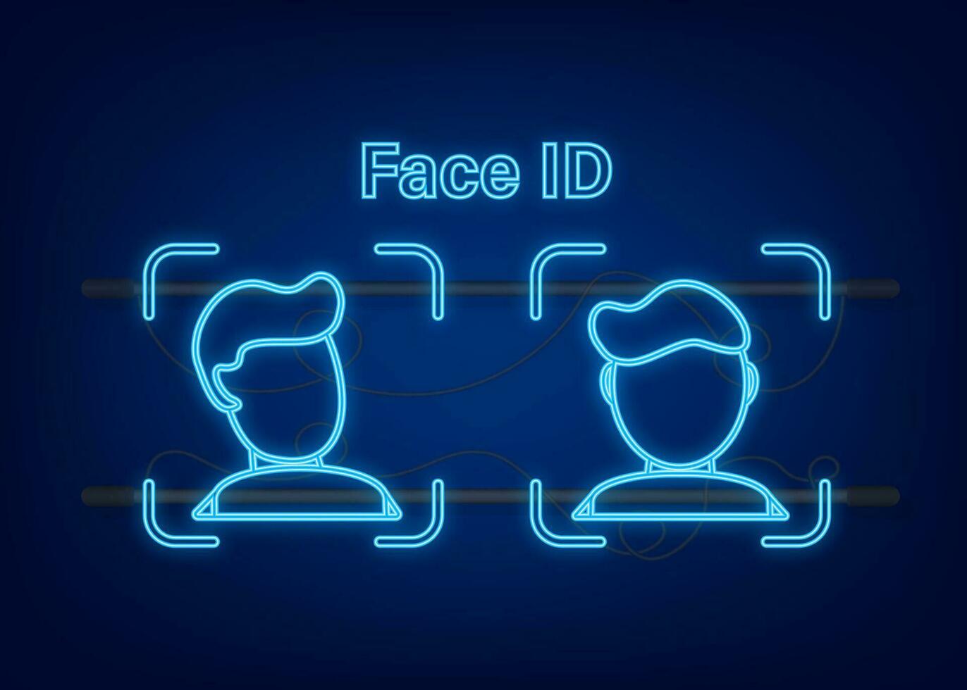 Face recognition concept design. Can use for web banner, infographics, hero images. Line neon style. Vector illustration