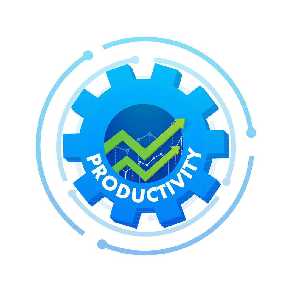 Productivity icon on speedometer. High Productivity meter. Vector stock illustration