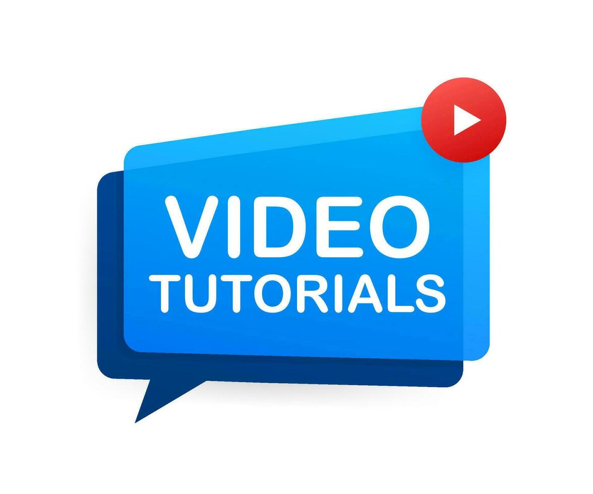 Video tutorials icon concept. Study and learning background, distance education and knowledge growth. Video conference and webinar icon, internet and video services. Vector illustration