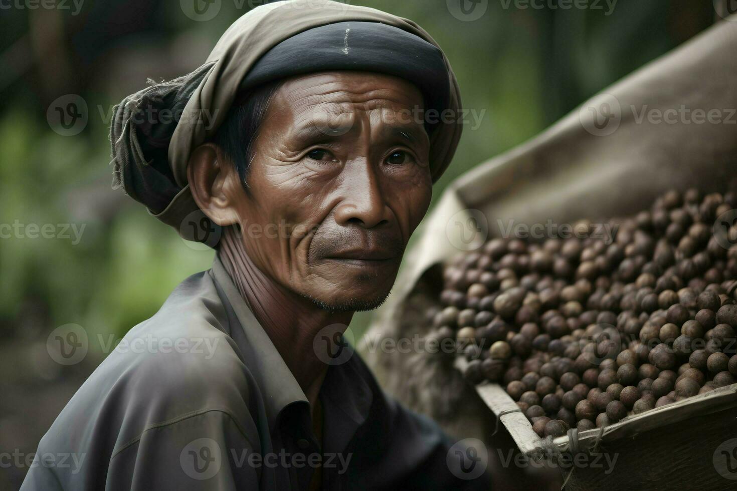 indonesian man work as farmer photo