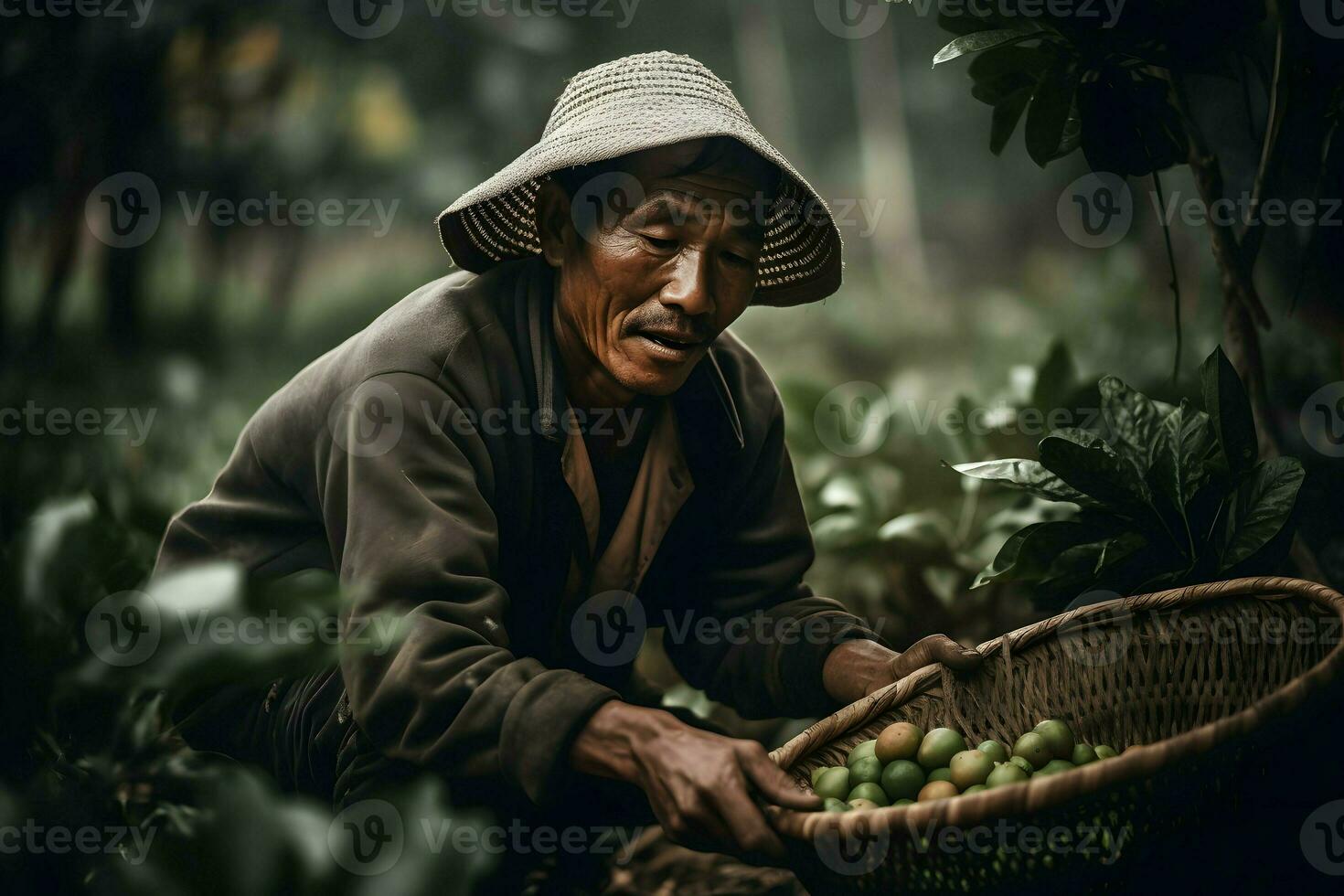 indonesian man work as farmer photo