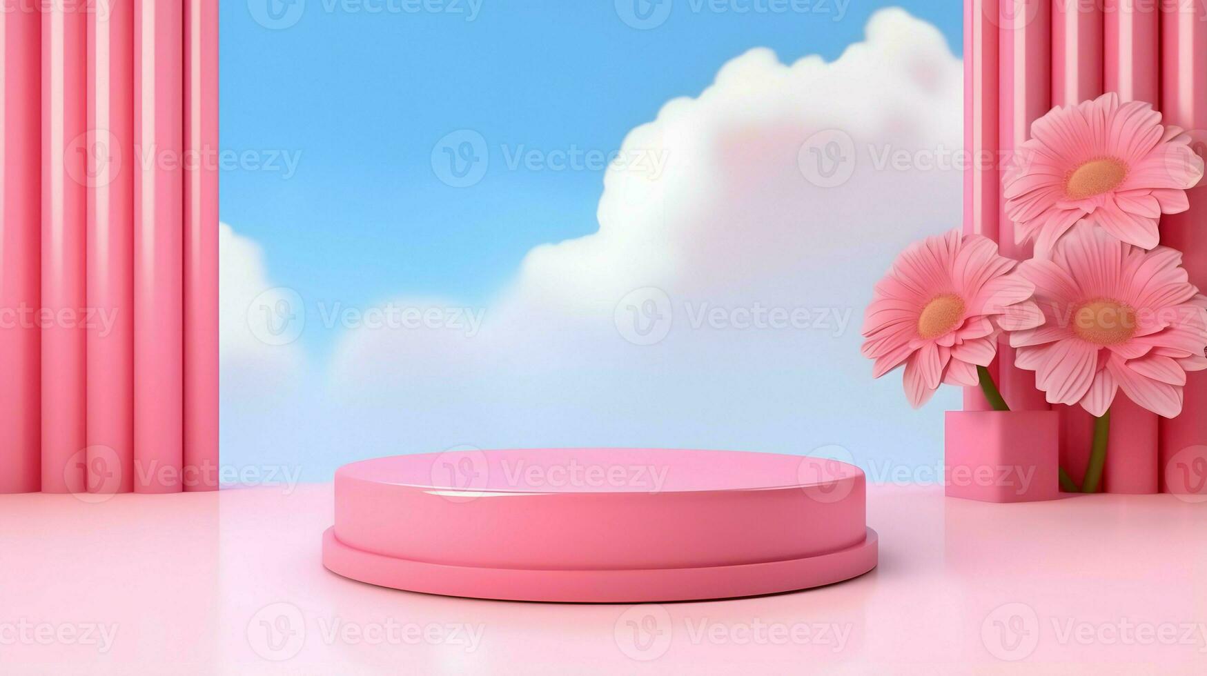3D pink podium mockup photo