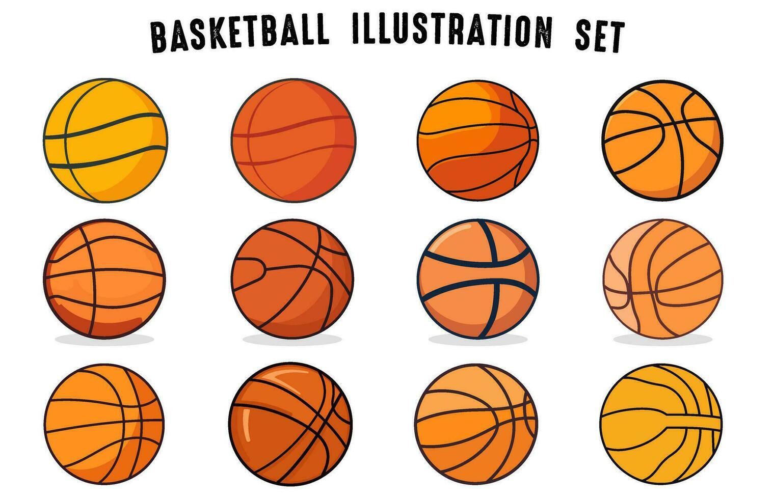 Basketball vector Bundle isolated on white background, Set of Colorful Basket Ball illustration