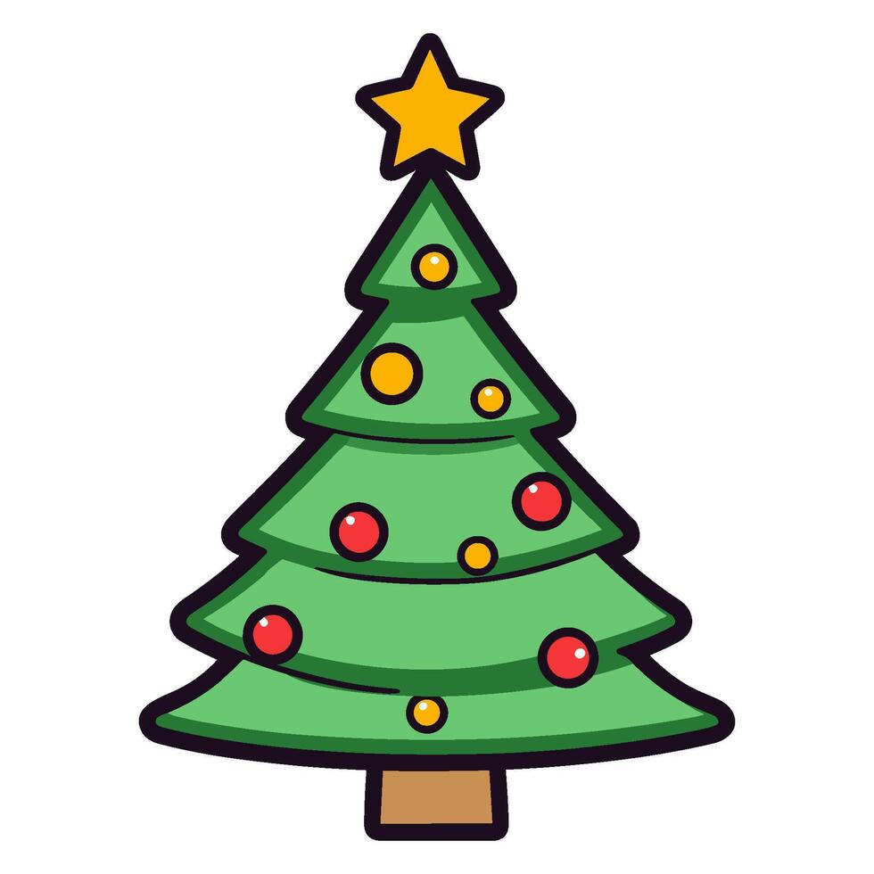 Colorful Christmas tree vector illustration, Christmas Winter Tree vector clipart