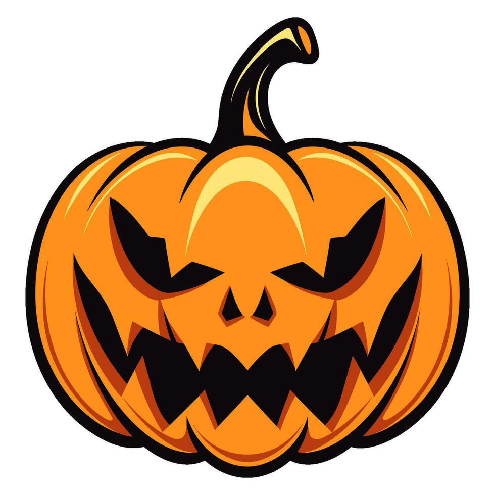 Free Halloween scary pumpkin vector Clipart, Halloween creepy pumpkin Flat illustration