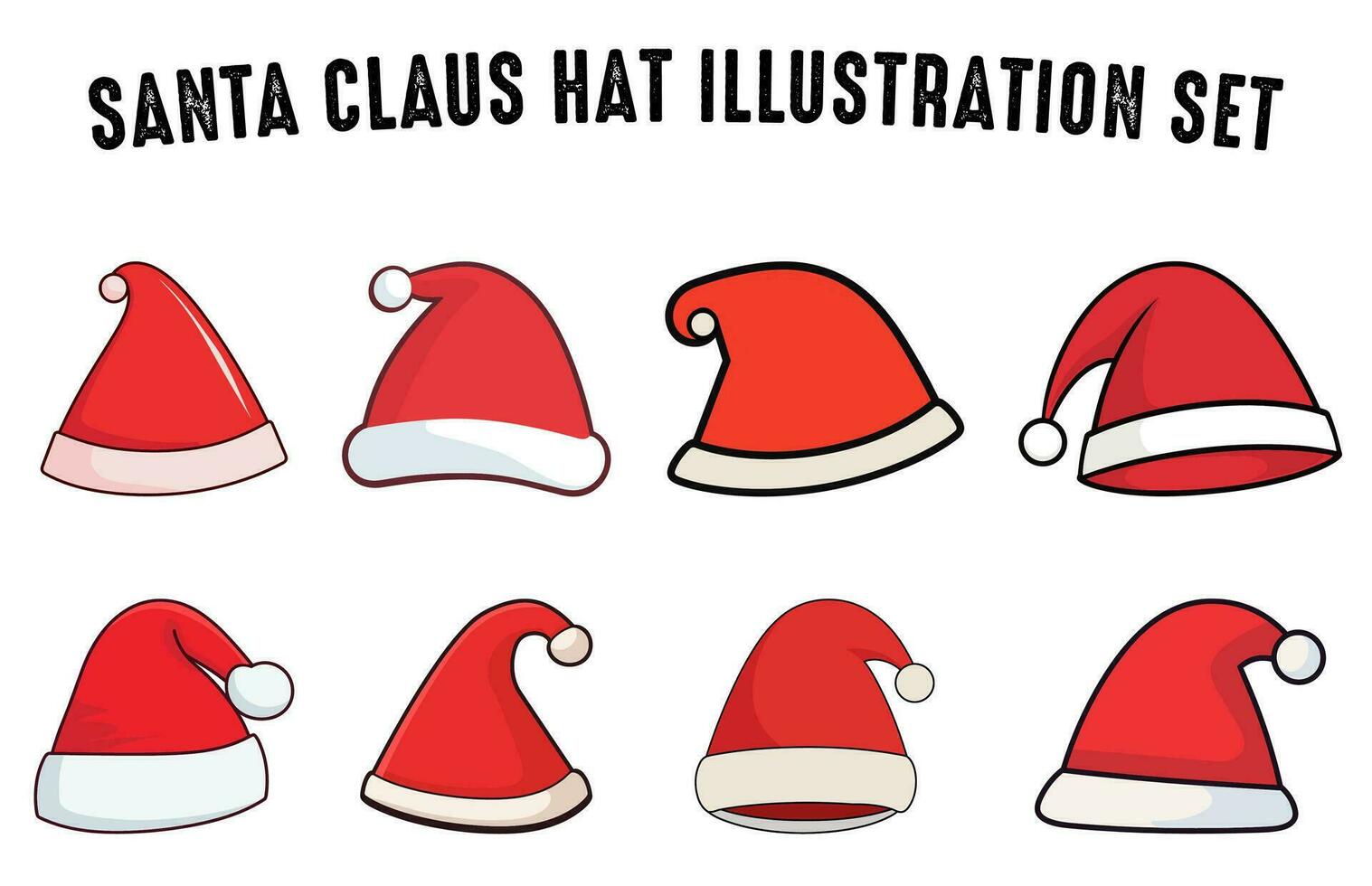 Free Santa Hats vector clipart bundle, Set of Santa Hat illustration