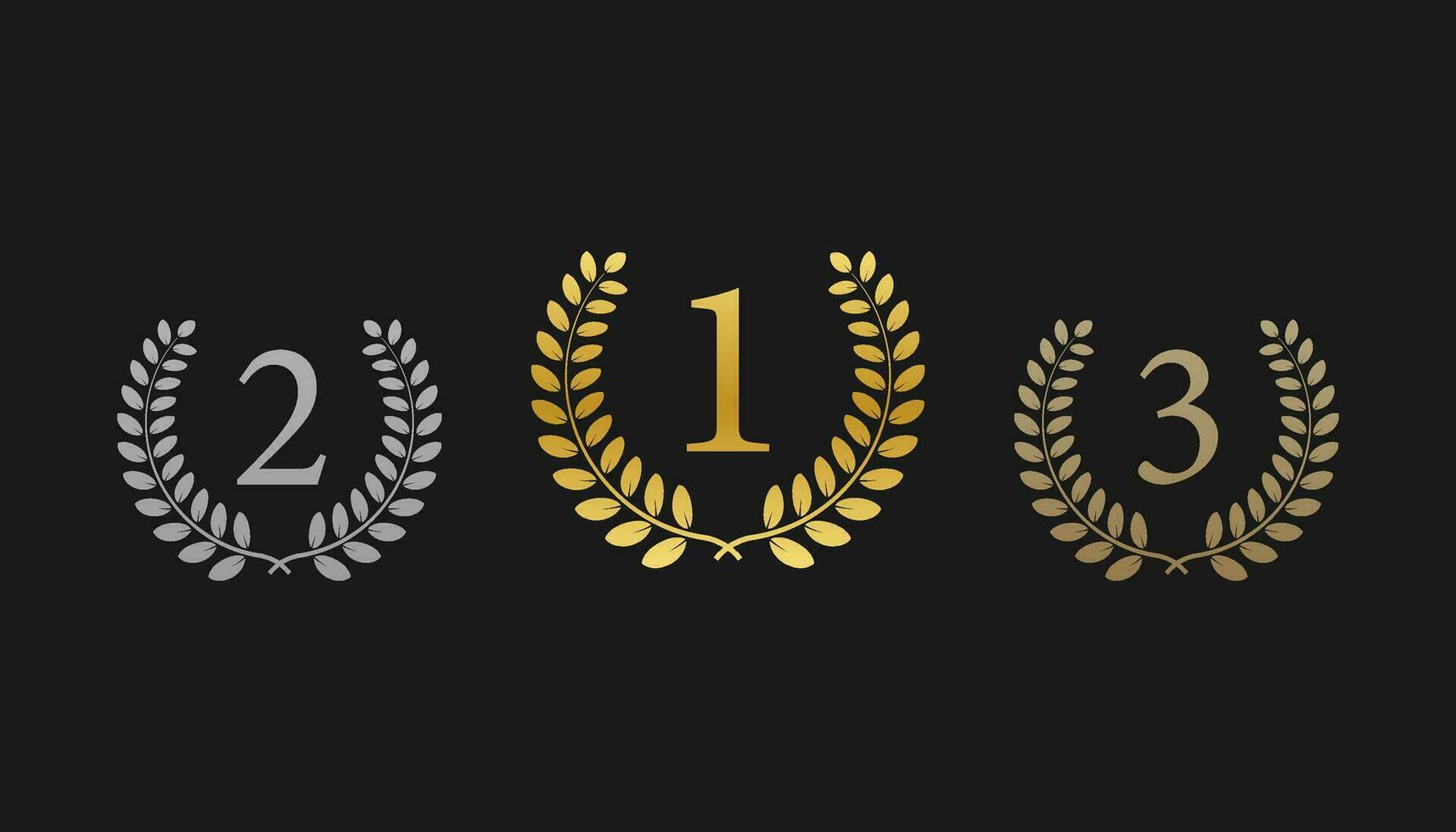 Gold, Silver, Bronze   First, Second and Third Places. Award laurel. Vector stock illustration