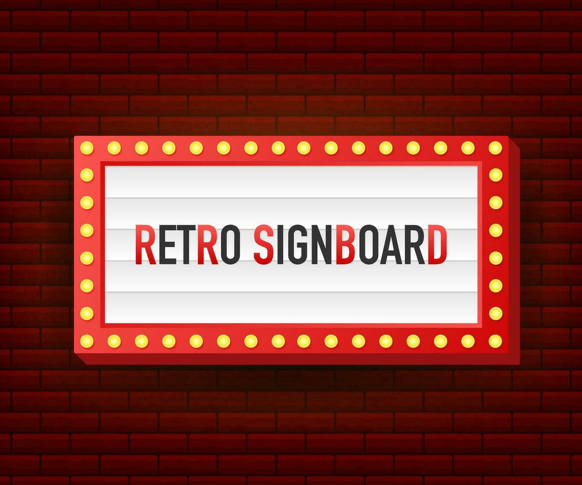 Retro lightbox billboard vintage frame. Lightbox with customizable design. Classic banner for your projects or advertising. Vector stock illustration.