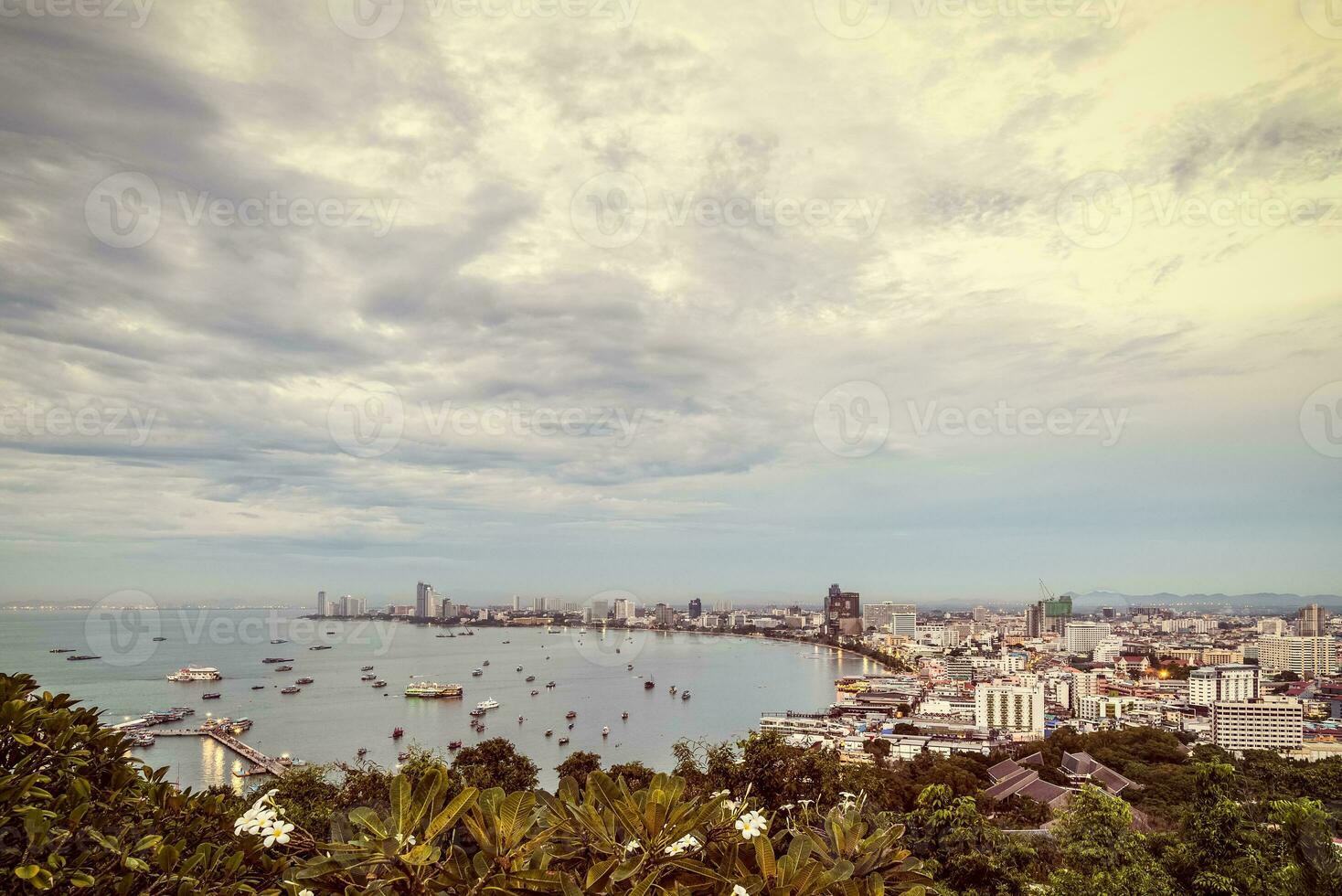 Vintage style Pattaya City landmark in Thailand photo