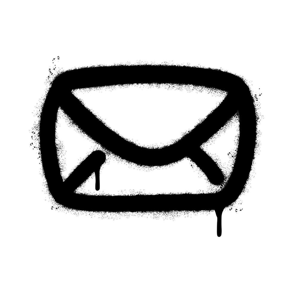 Spray Painted Graffiti mail icon Sprayed isolated with a white background. graffiti envelope with over spray in black over white. vector