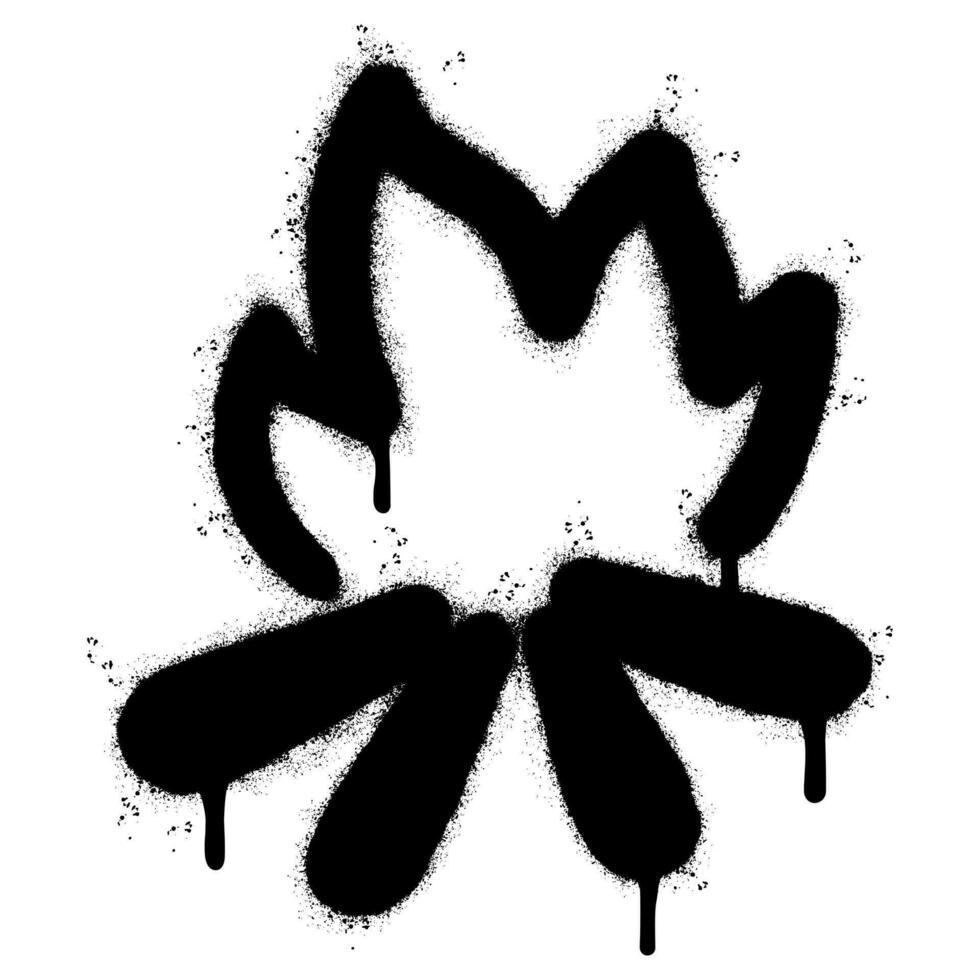 Spray Painted Graffiti camp fire icon Sprayed isolated with a white background. graffiti fire icon with over spray in black over white. vector