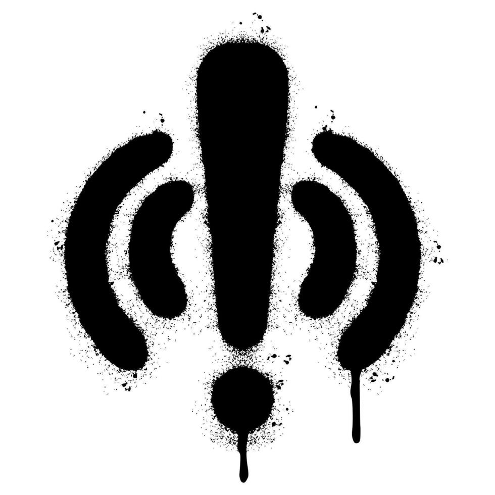Spray Painted Graffiti warning icon Sprayed isolated with a white background. graffiti alert symbol with over spray in black over white. Vector illustration.