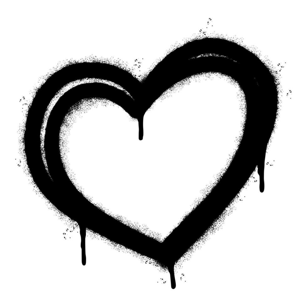 Spray Painted Graffiti heart icon Sprayed isolated with a white background. graffiti love icon with over spray in black over white. vector