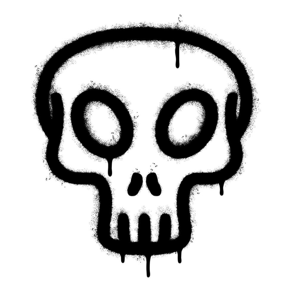 Spray Painted Graffiti skull icon Sprayed isolated with a white background. graffiti skull symbol with over spray in black over white. vector