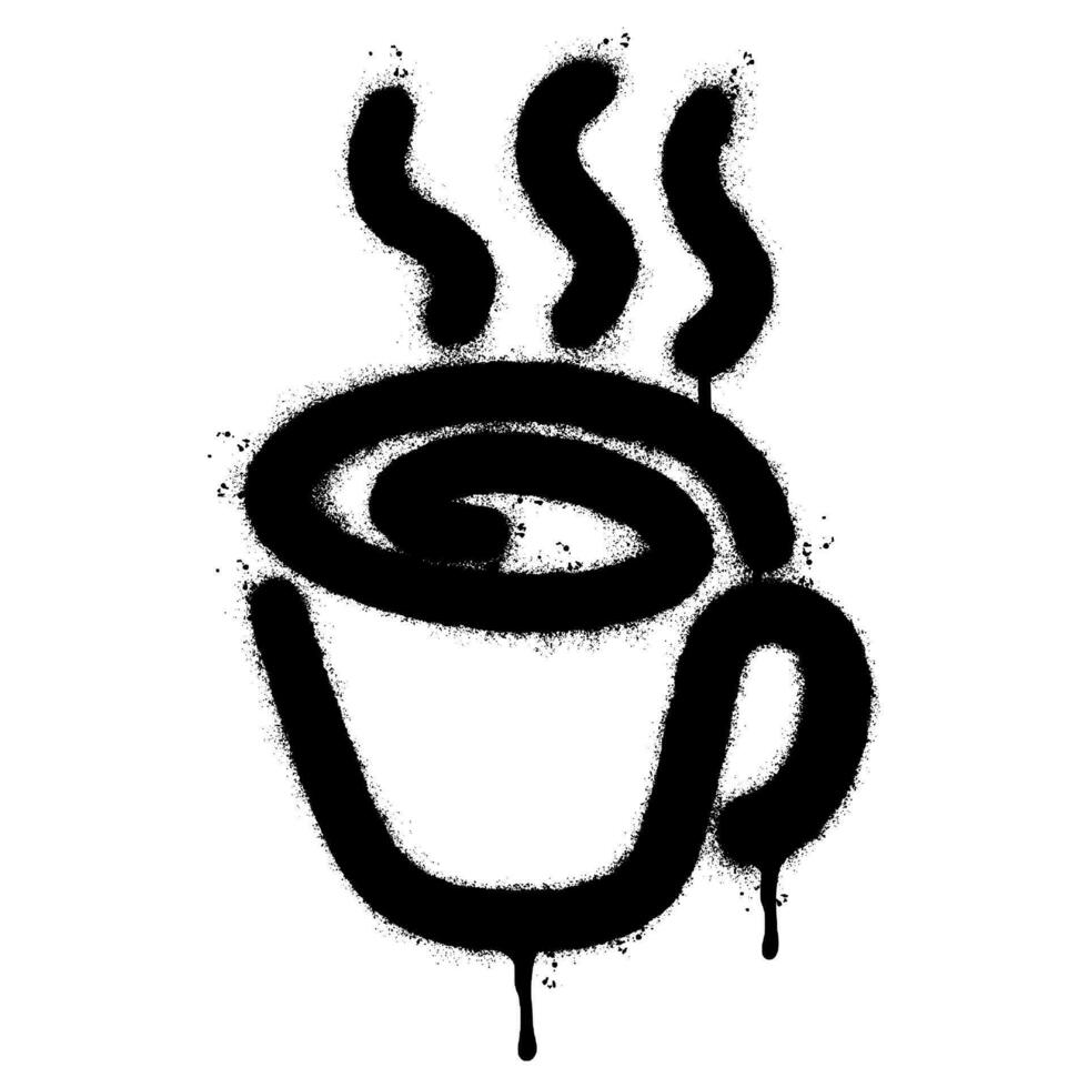 Spray Painted Graffiti Coffee cup icon Word Sprayed isolated with a white background. graffiti Coffee icon with over spray in black over white. vector