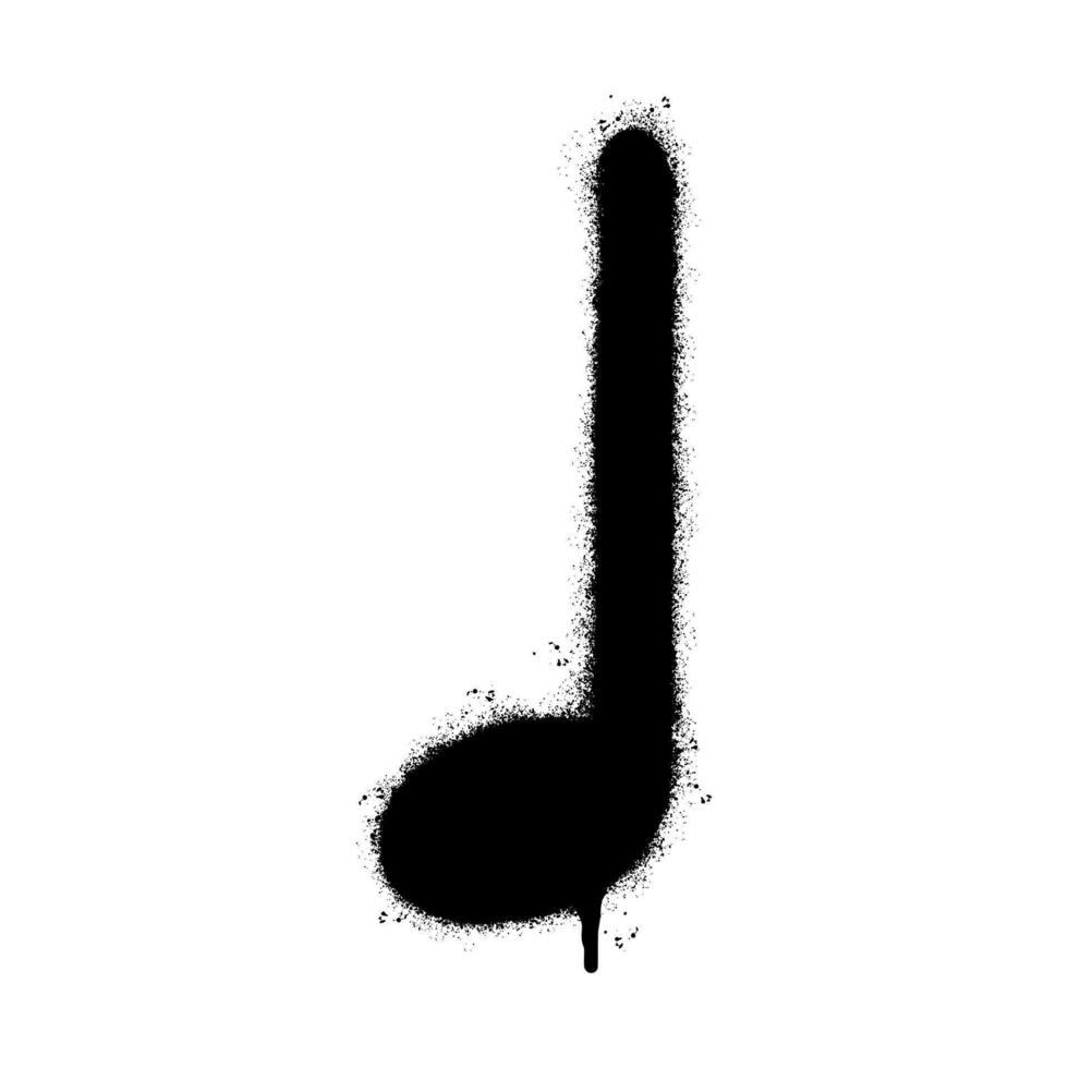 Spray Painted Graffiti quarter note Sprayed isolated with a white background. graffiti Note music icon with over spray in black over white. vector