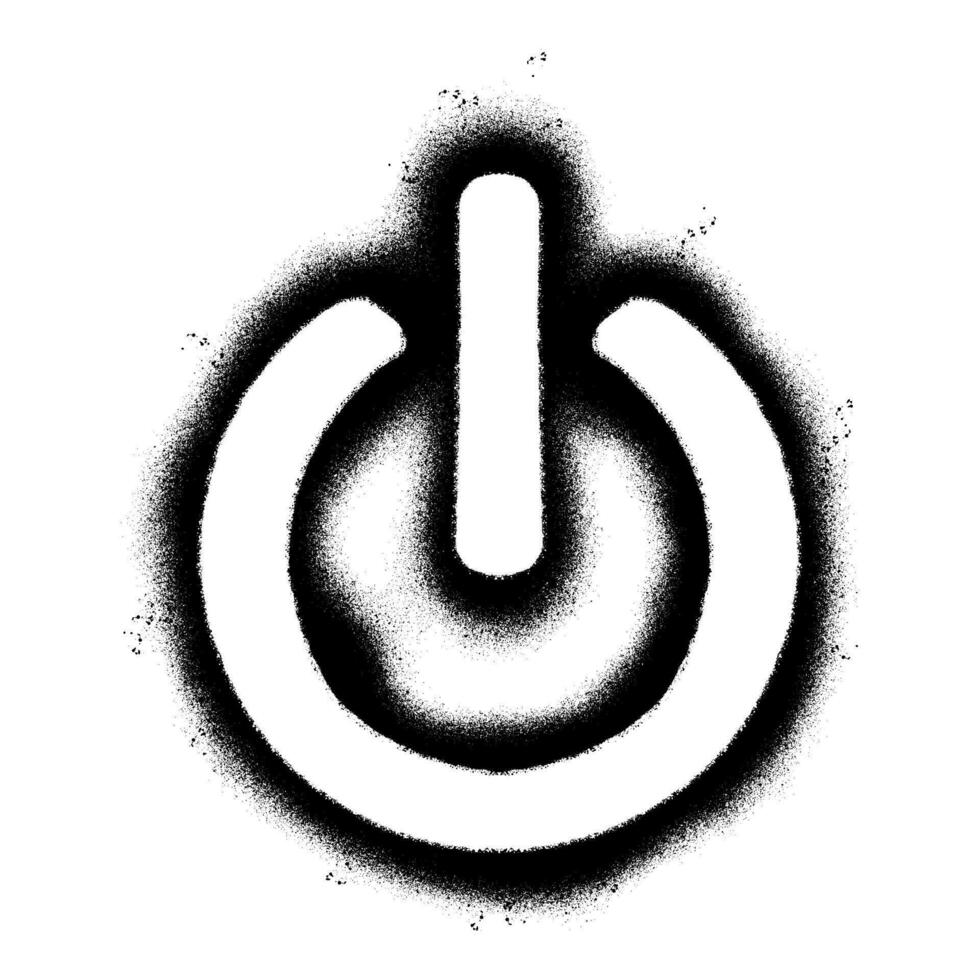 Spray Painted Graffiti shut down icon Sprayed isolated with a white background. graffiti Icon button on-off with over spray in black over white. vector