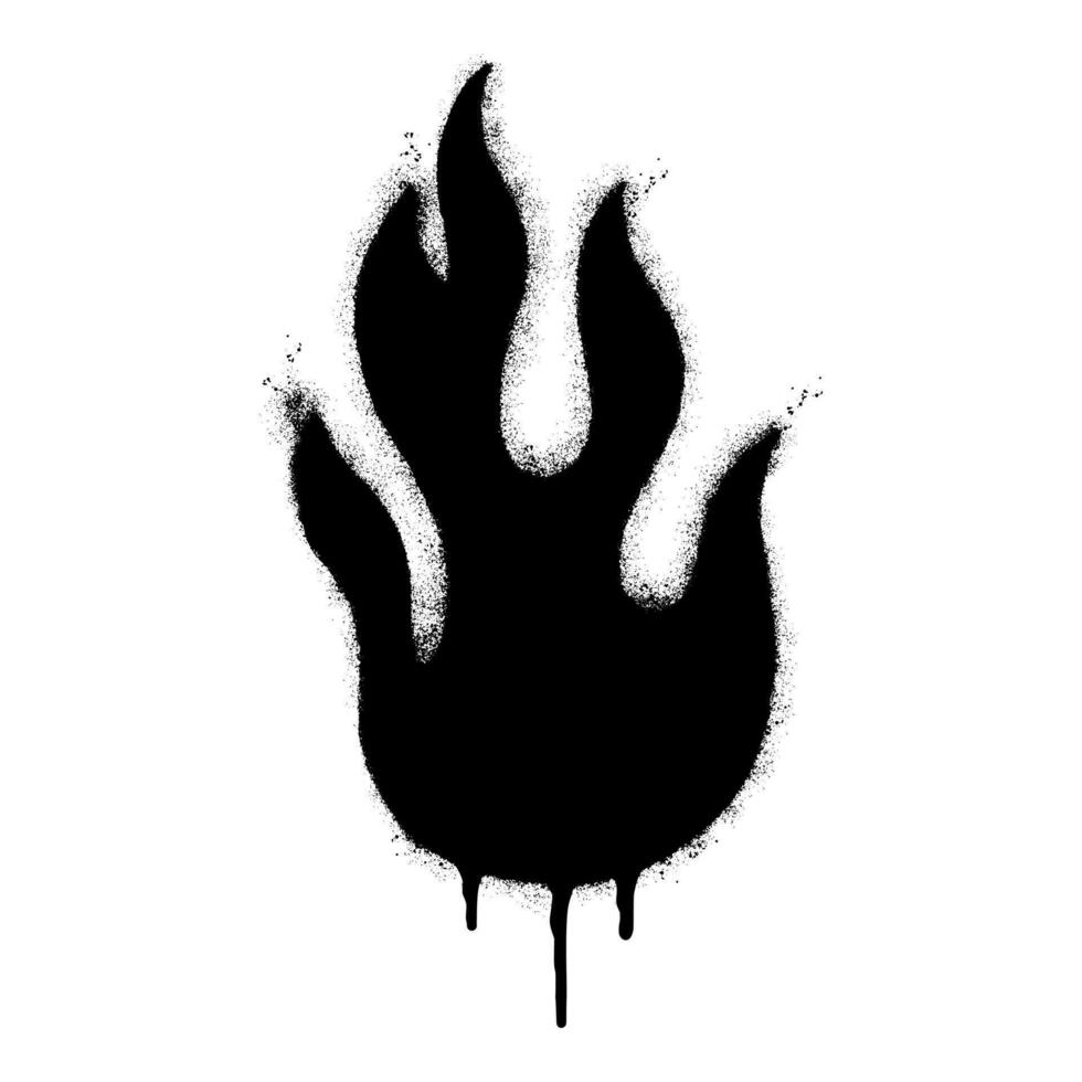 Spray Painted Graffiti Fire flame icon Sprayed isolated with a white background. graffiti Fire flame icon with over spray in black over vector