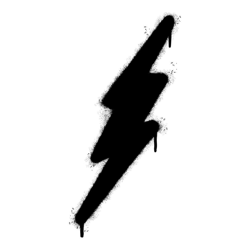 Spray Painted Graffiti electric lightning bolt symbol Sprayed isolated with a white background. graffiti electric lightning bolt icon with over spray in black over white. vector