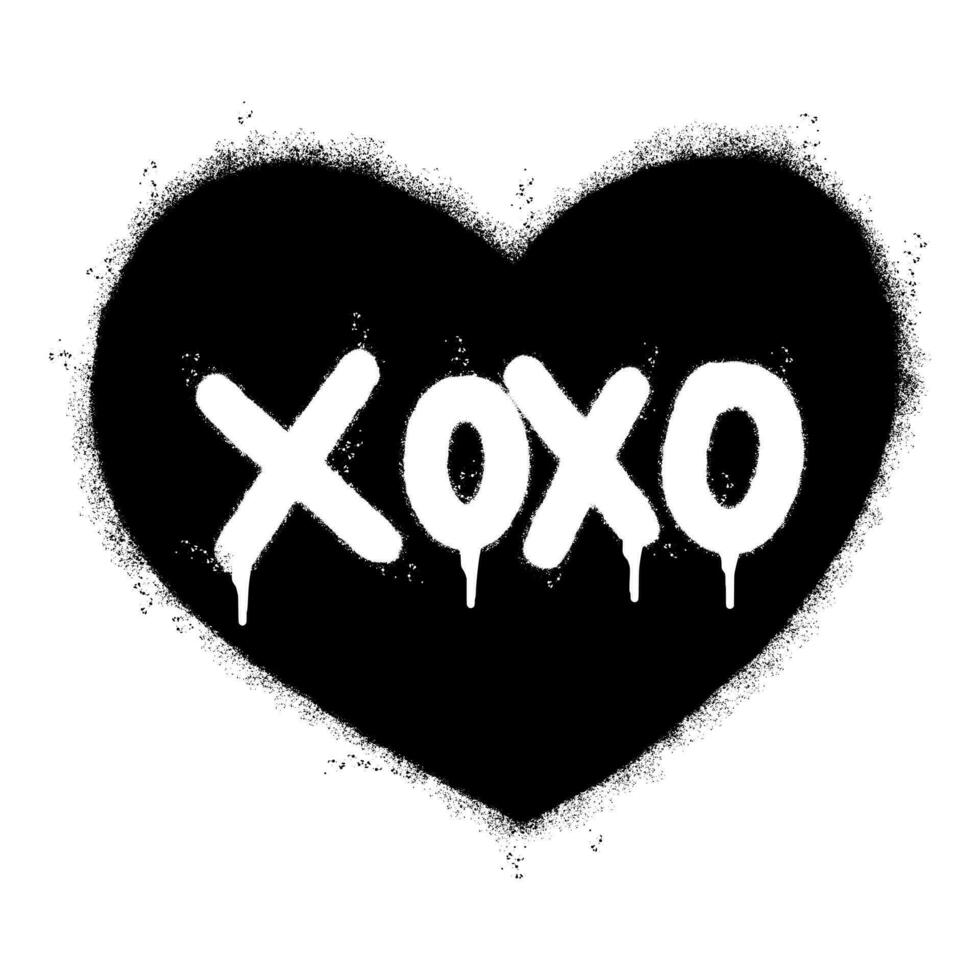 Spray Painted Graffiti xoxo Word Sprayed isolated with a white background. graffiti font xoxo with over spray in black over white. vector