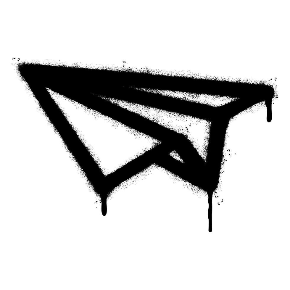 Spray Painted Graffiti paper airplane Sprayed isolated with a white background. graffiti paper airplane icon with over spray in black over white. vector