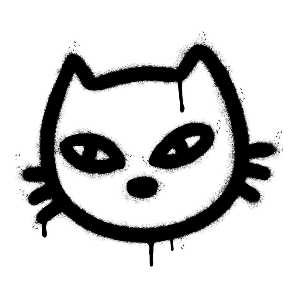 Spray Painted Graffiti Cat icon Word Sprayed isolated with a white background. graffiti Kitty sign with over spray in black over white. vector