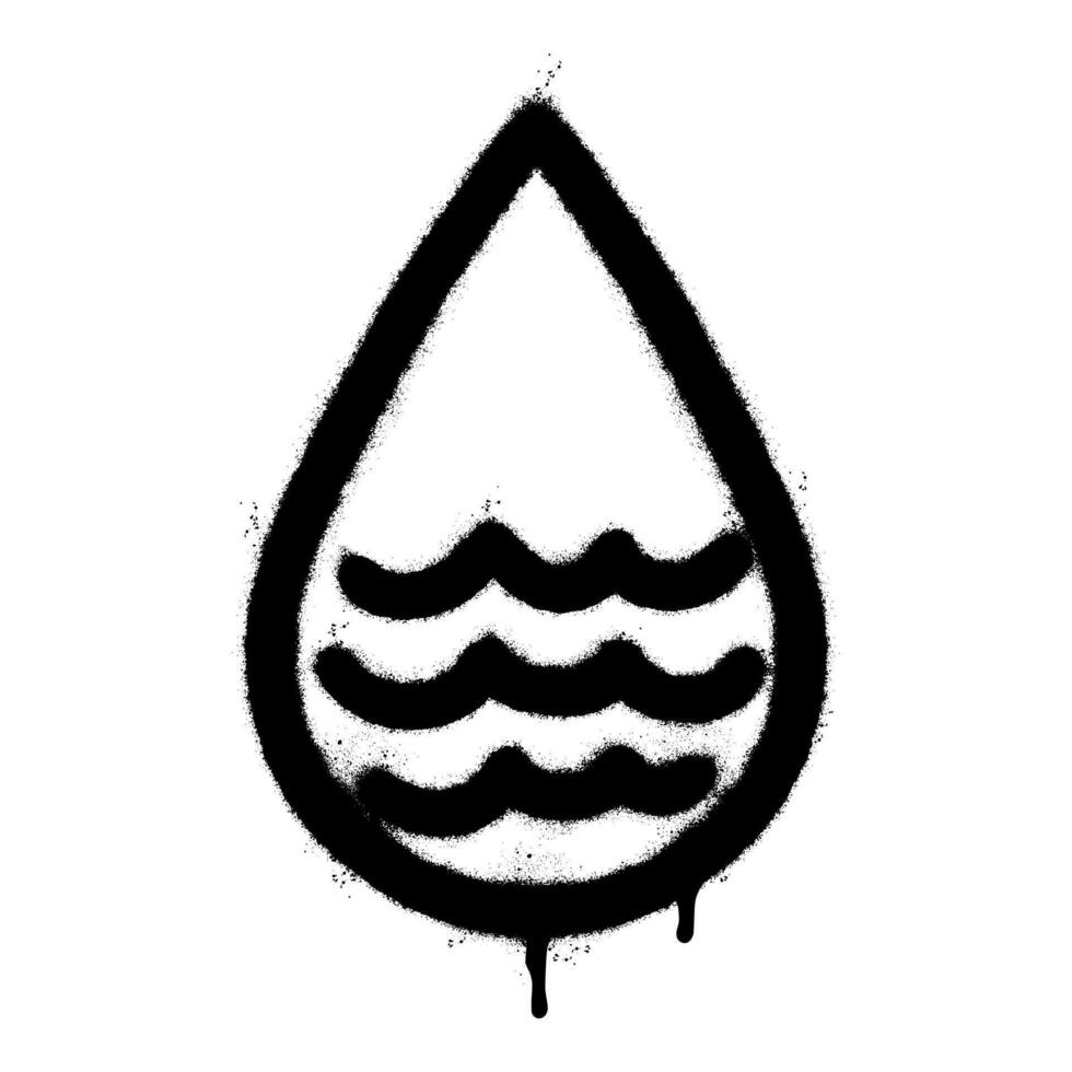 Spray Painted Graffiti Water drop logo vector icon isolated on white background.