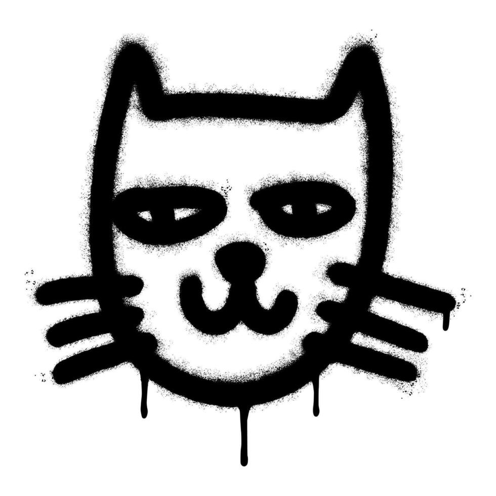 Spray Painted Graffiti Cat icon Word Sprayed isolated with a white background. graffiti Kitty sign with over spray in black over white. vector